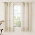 Sheer Linen Curtains 63 inches Length for Bedroom 2 Panels (34"W x 63"L (Pack of 2) / Linen)