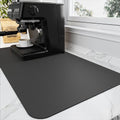 Coffee Mat Absorbent Hide Stain Rubber Backed Dish Drying Mat for Kitchen Counter (Black / 12" x 19")