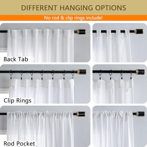 White Curtains 80 Inch Length 2 Panels Set (50"W x 80"L (Pack of 2) / White)