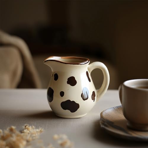 Retro Cow Pattern Ceramic Creamer with Handle