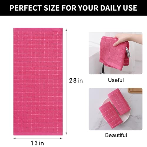 100% Cotton Terry Kitchen Towels (Rose Red / 13 X 28 - 8 Pack)