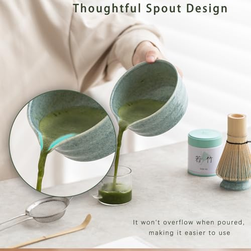 Matcha Set Matcha Whisk Set Includes 17 oz Matcha Bowl (Blue)