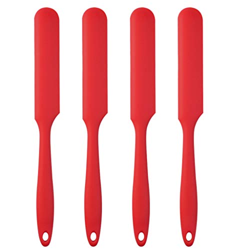 4pcs Silicone Spatula Set Heat Resistant Cake Cream Butter Spatulas Mixing Batter Scraper Non (Red)
