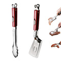 304 stainless steel kitchen spatula tongs set for cooking (Red)