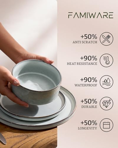Annecy 12 Piece Stoneware Dinnerware Set (Grey Blue / Service for 4 (Standard Dinner Set))