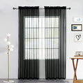 Sheer Voile Window Treatment Rod Pocket Curtain Panels for Kitchen Bedroom Living Room Drapes Sunlight Filtering Privacy Semi Home Decor Assorted (Black / 52"W x 84"L (Pack of 2))