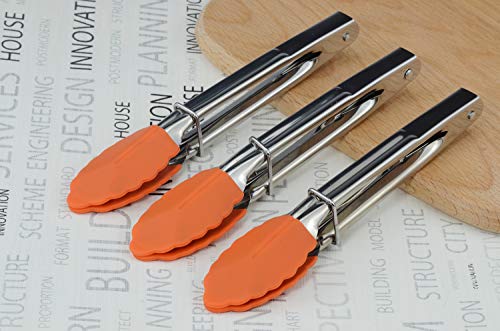 7 Inch Silicone Tipped Kitchen Tongs (7-inch / Orange)