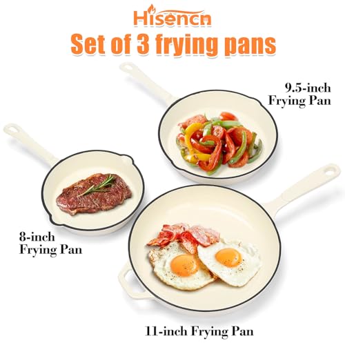 Enameled Cast Iron Skillet (Cream White / 3 Pieces)