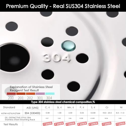 Steamer Rack 10.1 Inch 304 Stainless Steel Steaming Rack Steam Tray with Removable Legs for Steaming Crab (10.1 Inch)