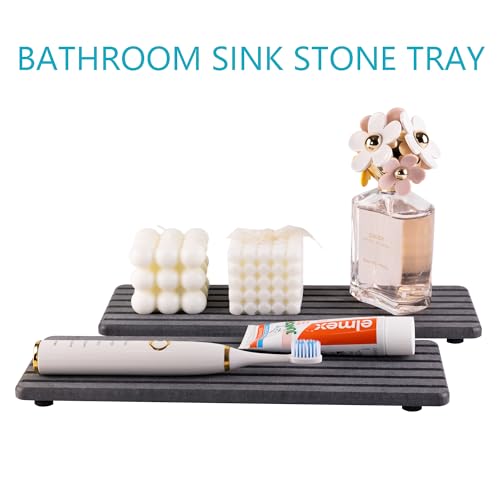 2 PCS Water Absorbent diatomite Coasters (12.2 x 4 inches / Dark Grey)