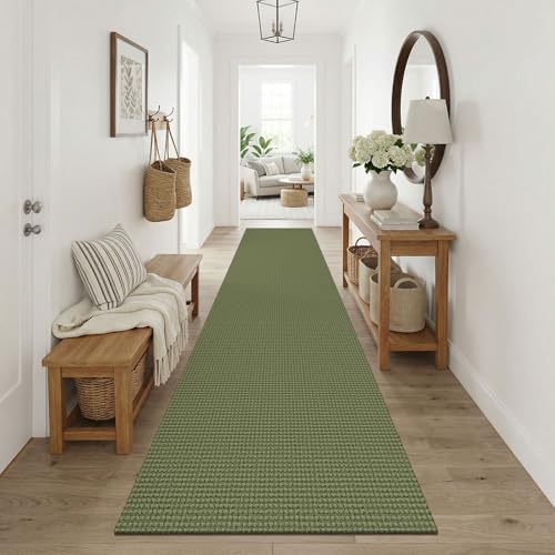 Cotton Runners Rugs for Hallway 3x10 (Olive Green/Earthy Green / 3' x 10' (Runner))