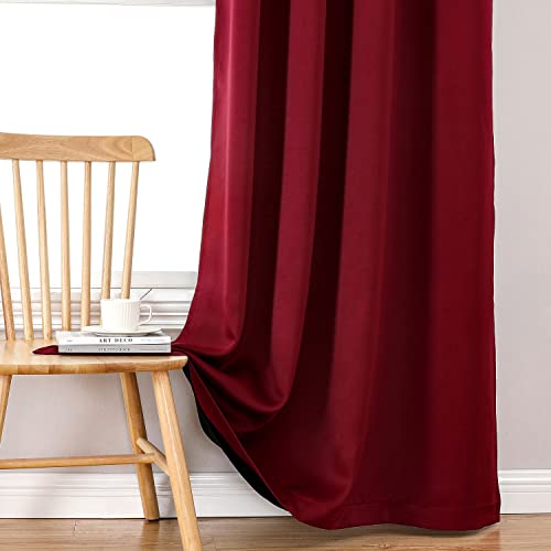 100% Blackout Curtains for Bedroom 95 Inches Long 2 Panels Set (52"W x 95"L (Pack of 2) / Burgundy)