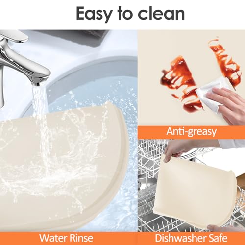 Silicone Coffee Maker Mat with Lip for Countertops (Cream White / 24'' x 16'')