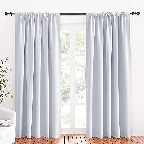 Large Curtains for Bedroom Living Room Dining Room 84 inches Long (Greyish White / 70"W x 84"L (Pack of 2))