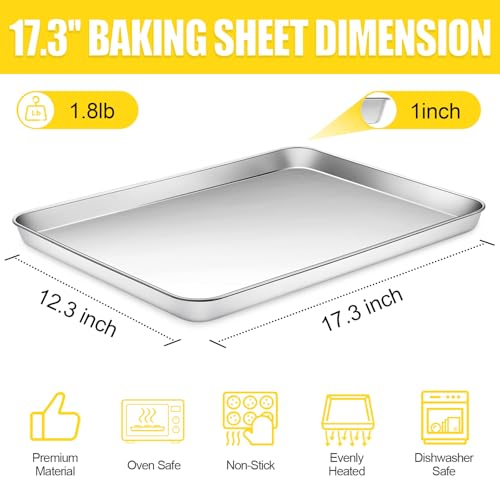 Baking Sheet Cookie Sheet (Half Sheet Pans-17.3''x12.3'')