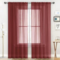 Basic Rod Pocket Sheer Voile Window Curtain Panels Burgundy 1 Pair 2 Panels 52 Width 72 Inch Long for Kitchen Bedroom Children Living Room Yard (Burgundy / 52"W x 72"L (Pack of 2))