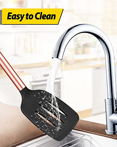 Pack of 4 Silicone Cooking Utensils Set (ROSE GOLD BLACK)