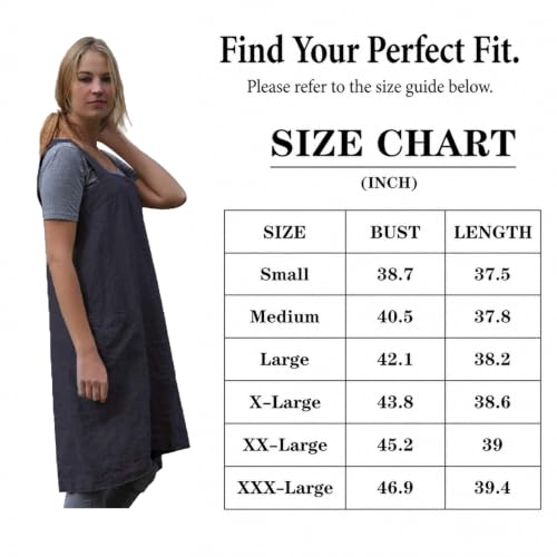 Cross Back Linen Cotton Apron with Pockets (X-Large / Dark Grey)