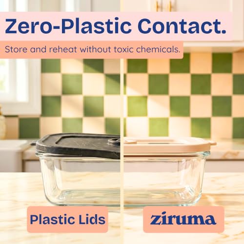 Non Toxic Glass Food Containers with Lids (Beige / 21 Oz)