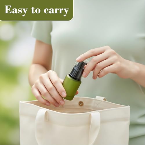 1PCS 60ML 2OZ Empty Refillable Green Frosted Glass Bottles with Pump Vial Cosmetic Dispenser Jars Storage Container Portable Travel Bottle Sample Trial Packing