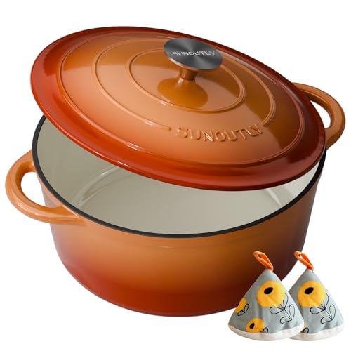 Enameled Cast Iron Dutch Oven (Cooking Pot / Vibrant orange / 4.5QT)