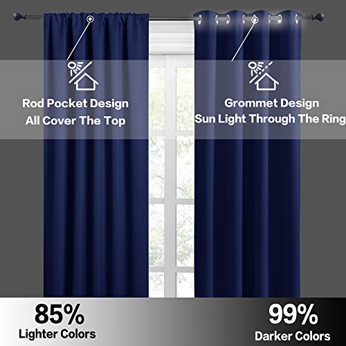 Short Blackout Curtains for Bedroom (Marine Blue / 34"W x 45"L (Pack of 2))