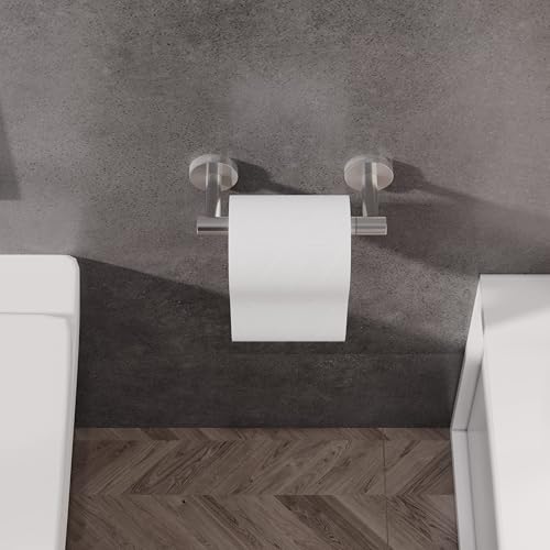 Bathroom Toilet Paper Holder Wall Mount SUS304 Stainless Steel Double Post Pivoting Toilet Paper Roll Holder Wall Mounted for Bathroom RV Commercial Toilet Tissue Dispensers (Brushed Nickel)
