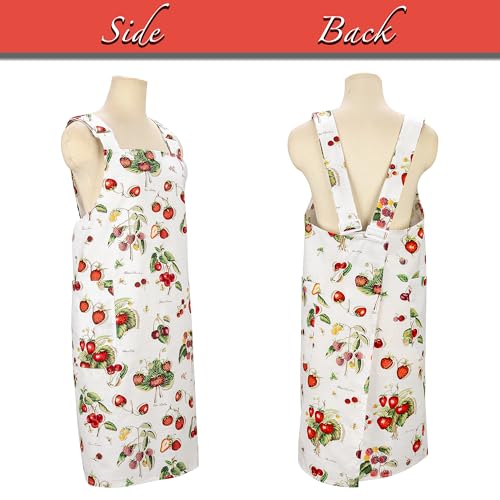Apron Dress for Women with Pockets (Strawberry)