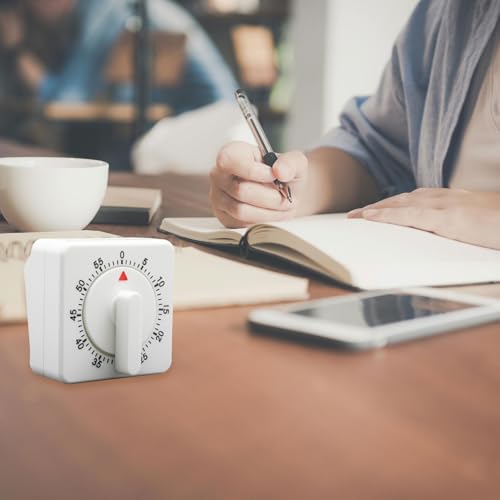 Square 60 Minute Mechanical Kitchen Timer (White)