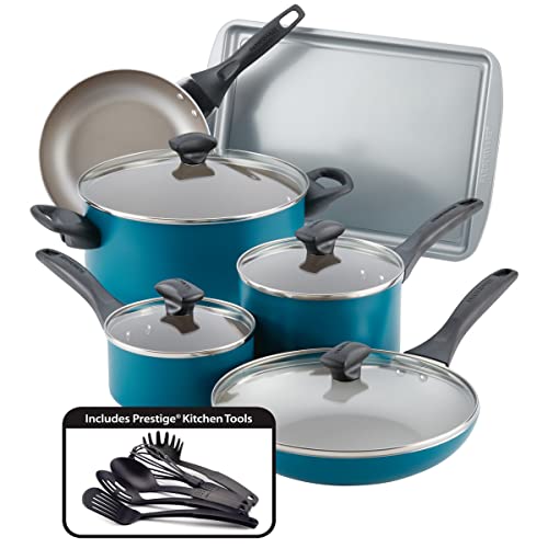 Dishwasher Safe Aluminum Nonstick Cookware Pots and Pans Set (Teal)