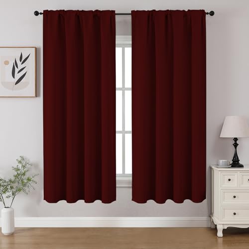 Burgundy Red Blackout Curtains 54 inch Length 2 Panels Set (Burgundy Red / 52"W x 54"L (Pack of 2))