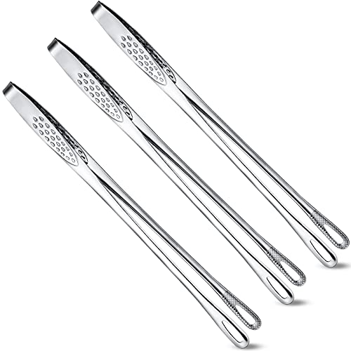 3 Pcs 11 Inches Korean BBQ Tongs Stainless Steel Kitchen Tweezers Grill (11 Inches)