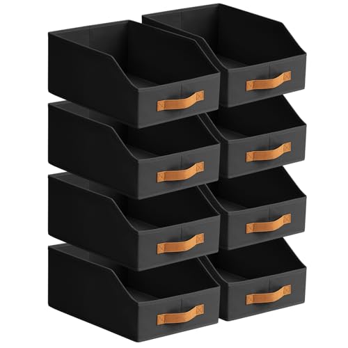 Fabric Storage Bins for Organizing (Black / 8 Pack)