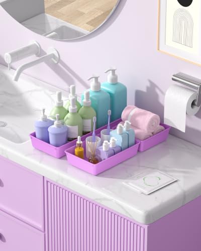 10 Pack Large Size Plastic Drawer Organizers Set (Purple)