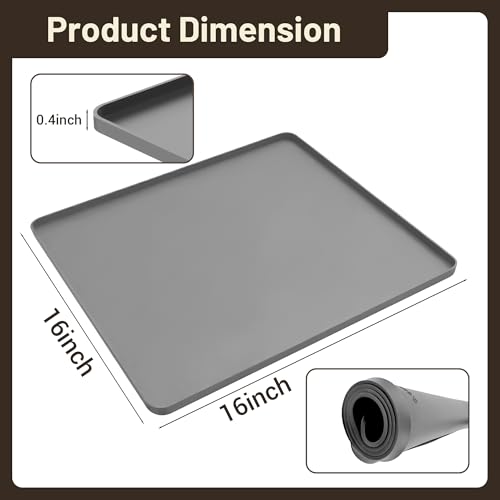 Silicone Coffee Mat for Countertop (Grey / 16" x 16")