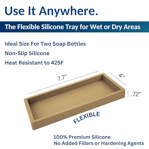 Countertop & Vanity Silicone Tray (Latte Tan / Small 7.7”)
