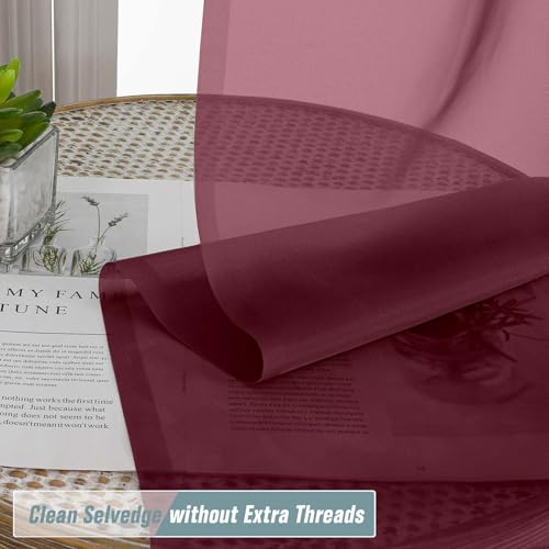 Burgundy Small Sheer Curtains 2 Panels Set (42"W x 36"L (Pack of 2) / Burgundy)