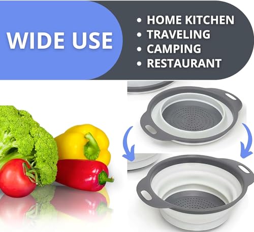 White Round Silicone Collapsible Colander (White 1PC)