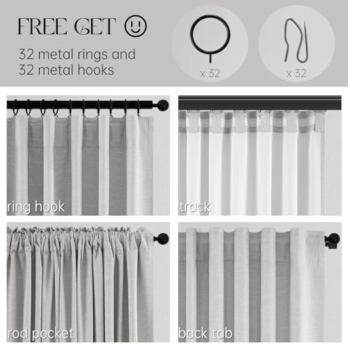 100% Blackout Curtains 70 Inch Wide 90 Inch Long for Living Room Sliding Glass Door Back Tab Pleated Neutral Modern Bedroom Heavy Insulated Large Window Drapes (Grey Beige / 70"W x 90"L (Pack of 2))