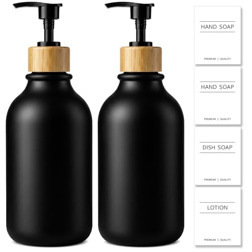 Hand Soap Dispenser Bathroom (Black / 2 Bottles)