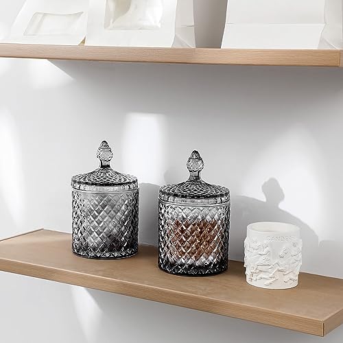 2 Pack Qtip Holder Apothecary Jars with Lid (23 oz (2 pack) / Grey)
