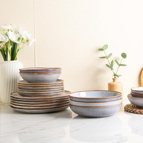 Ceramic Dinner Plates Set of 6 (Reactive Blue / 10.5 Inch(6Pcs))