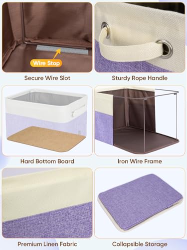 4 Pack Fabric Closet Storage Bins for Shelves (Lavender / 4PCS/X-Large-17x13x10.5)