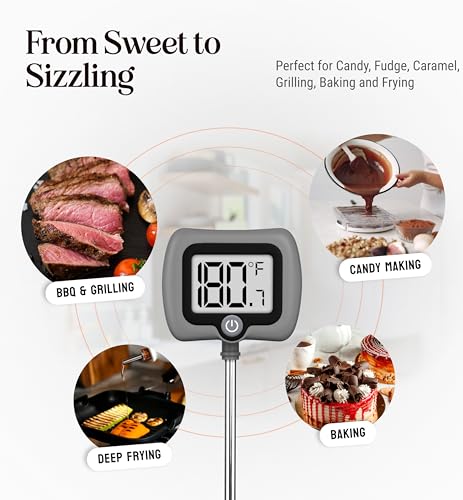 Digital Candy Thermometer with Pot Clip (Gray)