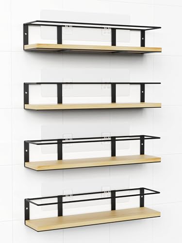 Spice Rack Self (4 Pack- Wood Color)