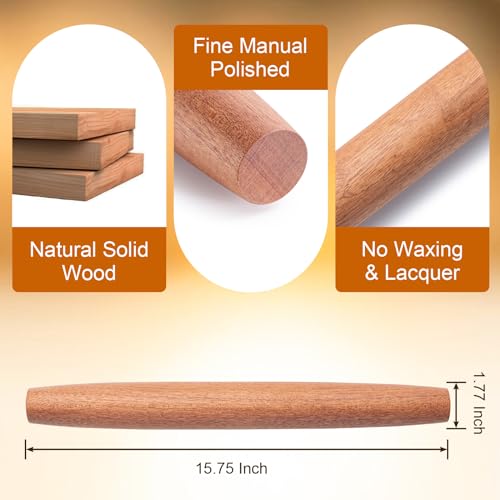 French Rolling Pin for Baking (15.75 Inches-Pointed / Brown)