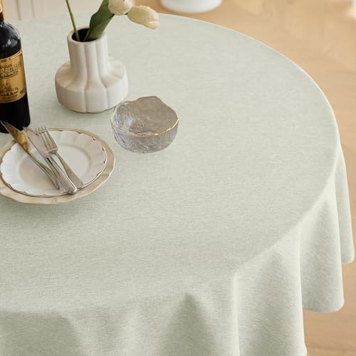 Waterproof Round Tablecloth for Round Dining Table (Light Grey / 70" (Round))