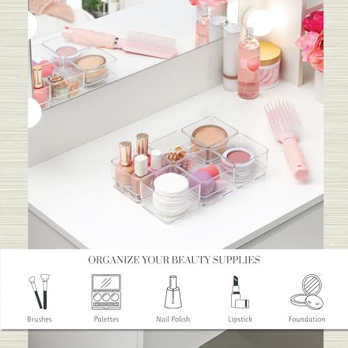 SimpleSort 6 Piece Stackable Clear Drawer Organizer Set (3x3x2" (Set of 6))
