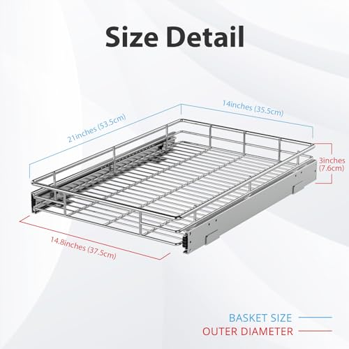 Pull Out Cabinet Organizer (14.8"W x 21"D)