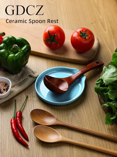 5 Inch Ceramic Spoon Rest for Kitchen Stove Top (Turquoise)